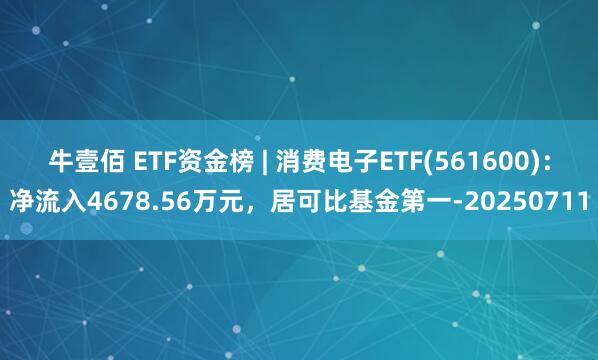 牛壹佰 ETF资金榜 | 消费电子ETF(561600)：净流入4678.56万元，居可比基金第一-20250711